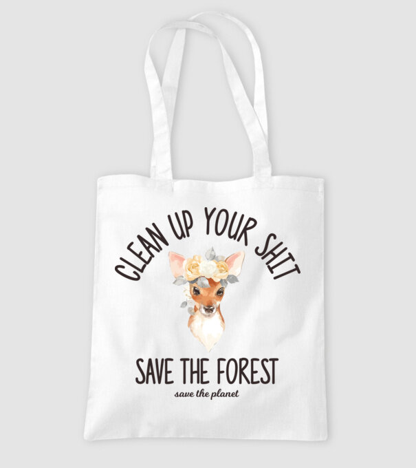 Clean up your shit model alb pe tricou