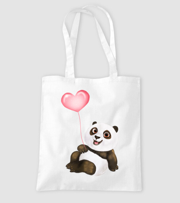 Cute panda with heart model alb pe tricou