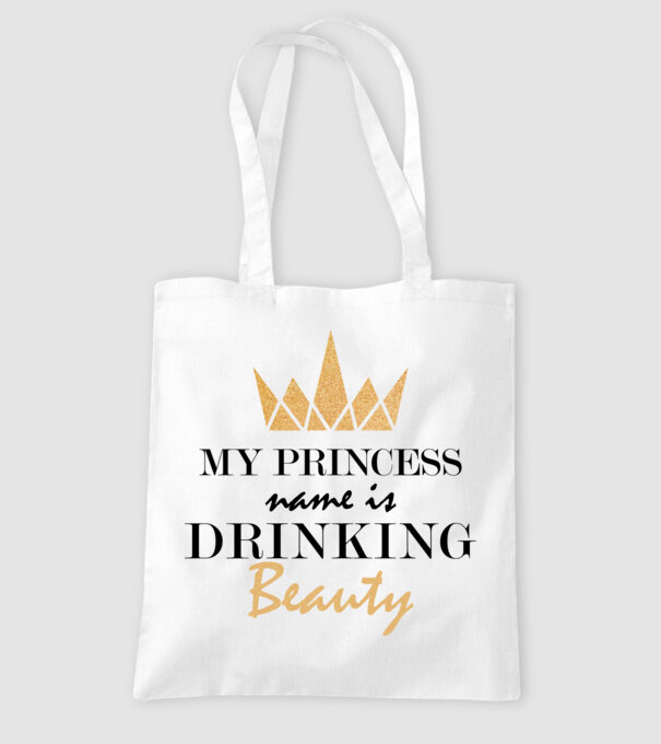 Drinking beauty gold model alb pe tricou