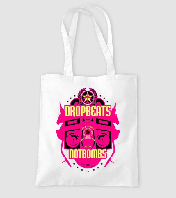 Drop Beats Not Bombs model alb pe tricou