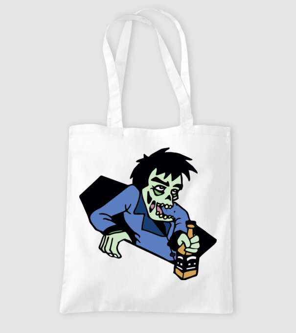Drunk Zombie model alb pe tricou