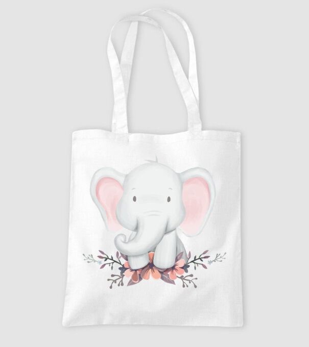 Elefant cu flori model alb pe tricou