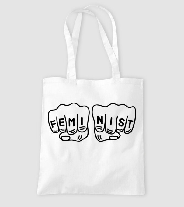 Feminist model alb pe tricou