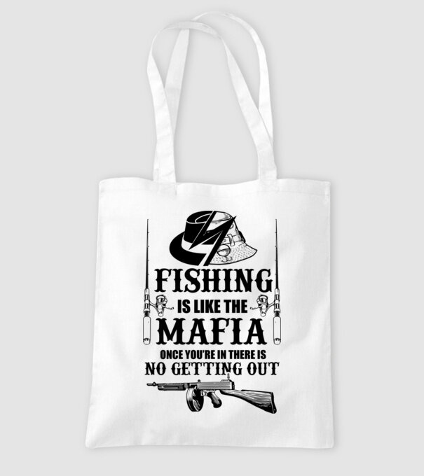 Fishing is like mafia model alb pe tricou