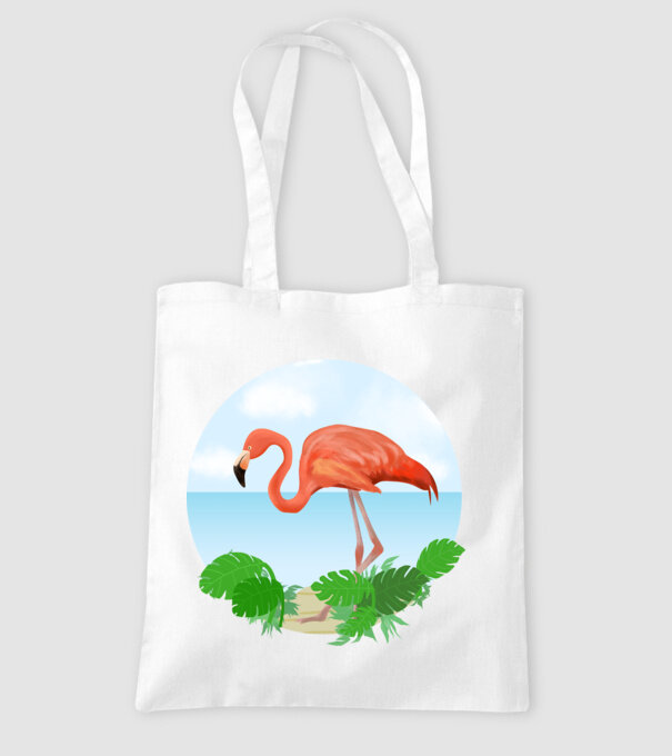 Flamingo model alb pe tricou