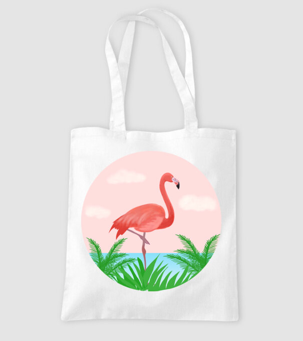 Flamingo model alb pe tricou