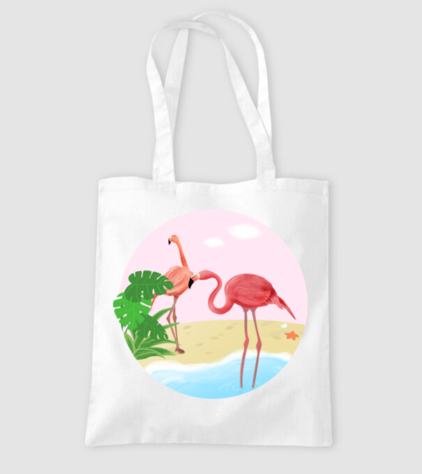 Flamingo model alb pe tricou