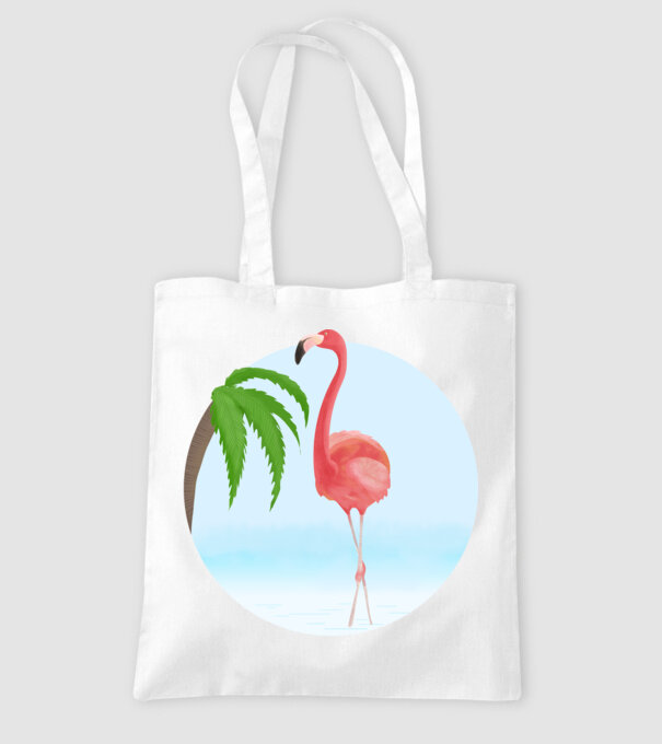Flamingo model alb pe tricou