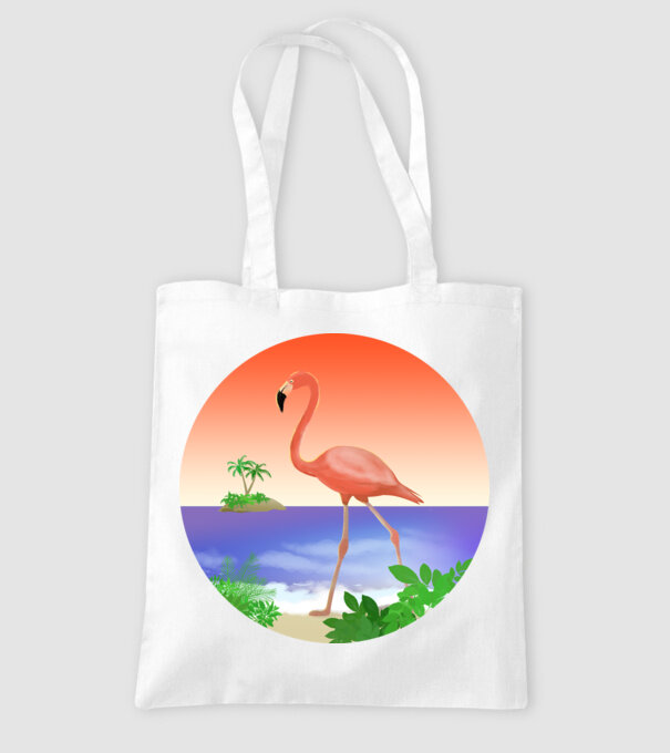 Flamingo model alb pe tricou