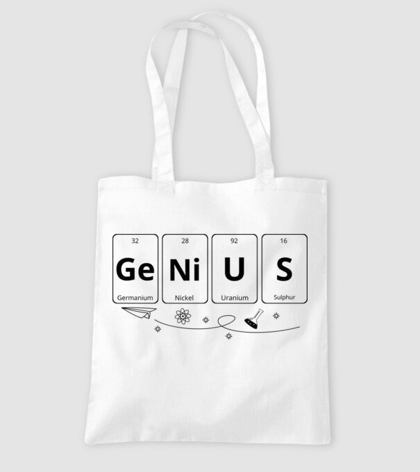 Genius periodic model alb pe tricou