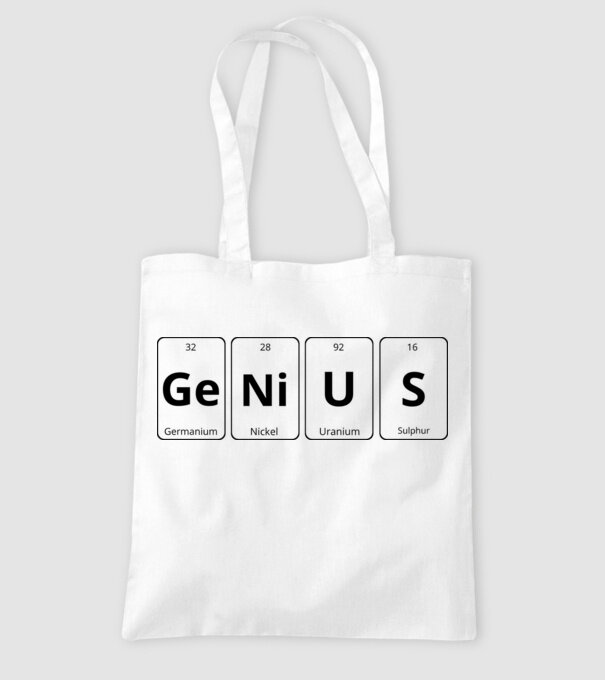 Genius periodic model alb pe tricou