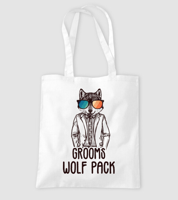 Grooms wolf pack model alb pe tricou