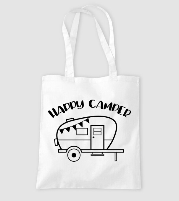 Happy camper model alb pe tricou