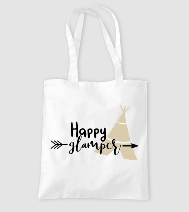 Happy glamper model alb pe tricou