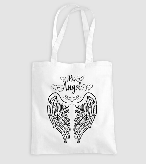 His Angel model alb pe tricou