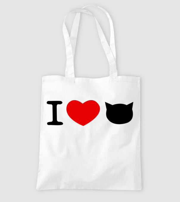 I love Pisică model alb pe tricou