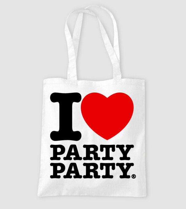 I love party party model alb pe tricou