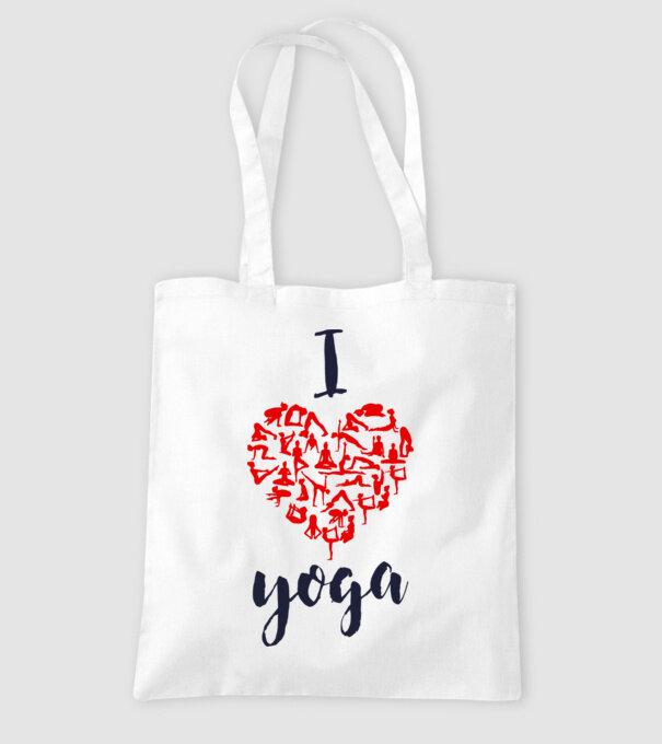 I love yoga model alb pe tricou