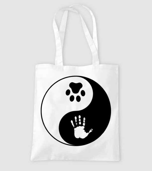 Yin-Yang Dog model alb pe tricou