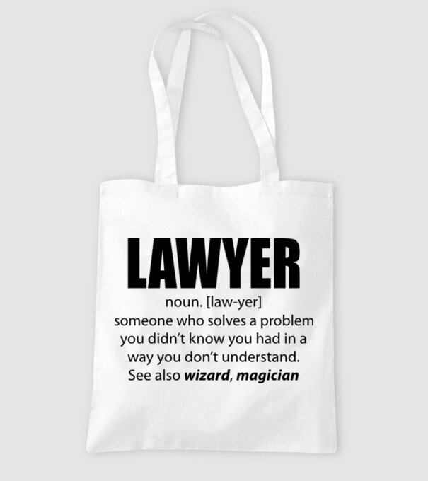 Lawyer - definiție avocat model alb pe tricou