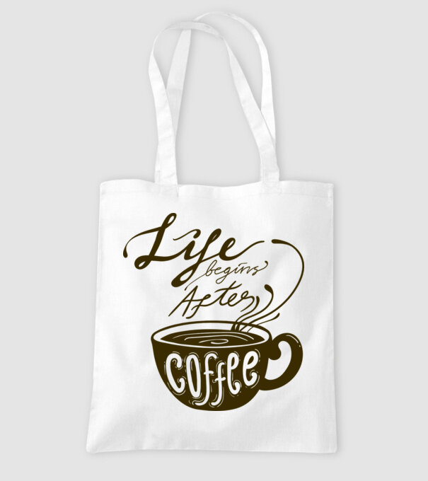 Life begins after coffee model alb pe tricou