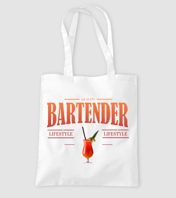 Lifestyle Bartender model alb pe tricou