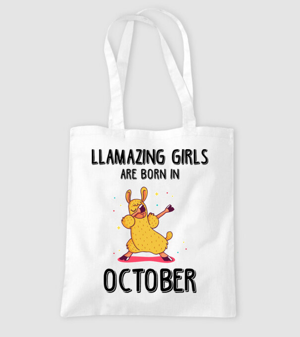 Llamazing girls are born in october black model alb pe tricou