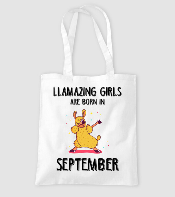 Llamazing girls are born in september black model alb pe tricou