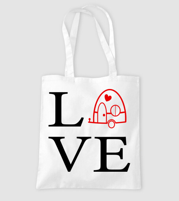 Love camping model alb pe tricou