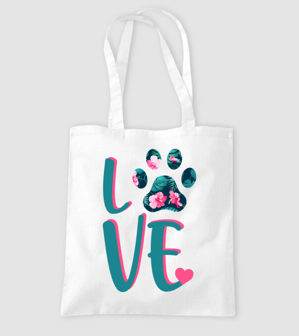 LOVE CÂINI model alb pe tricou