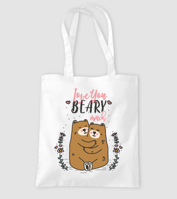 LoveU BEARY much model alb pe tricou