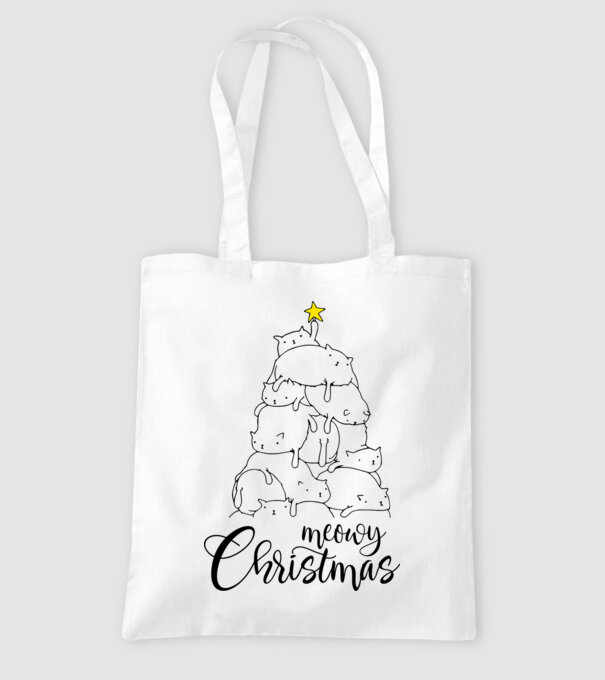 Meowy Christmas model alb pe tricou