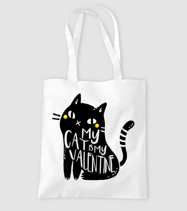 My cat is my valentine model alb pe tricou