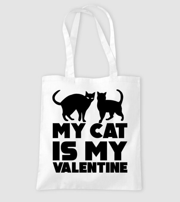 My cat is my valentine black model alb pe tricou