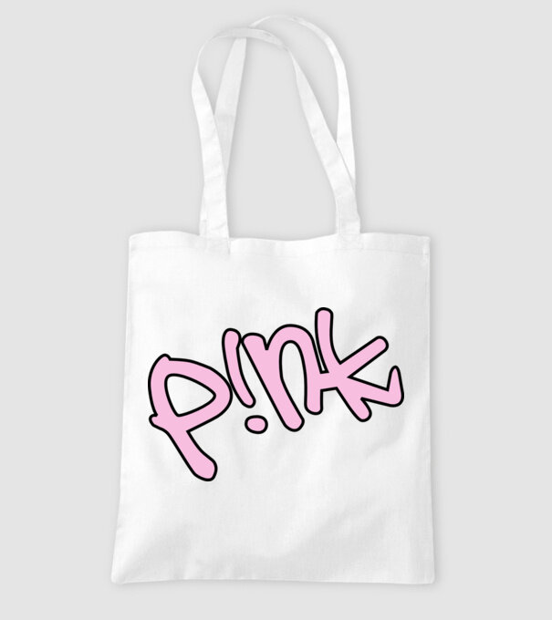 PINK model alb pe tricou