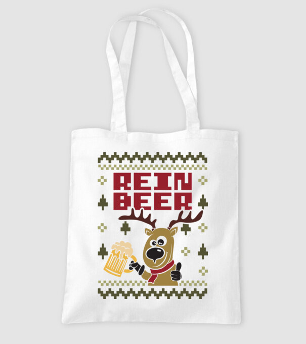 Reinbeer ugly sweater model alb pe tricou