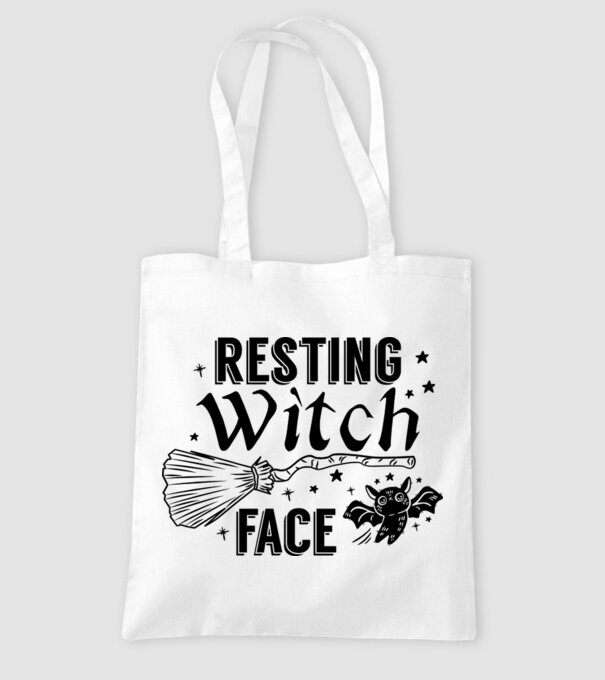Resting Witch face model alb pe tricou