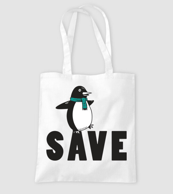 Save penguin model alb pe tricou