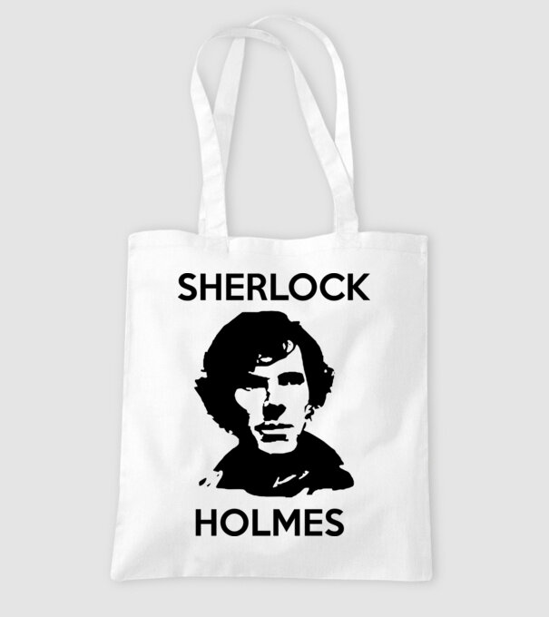 Sherlock model alb pe tricou