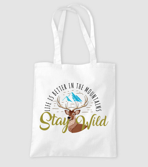 Stay wild Cerb model alb pe tricou
