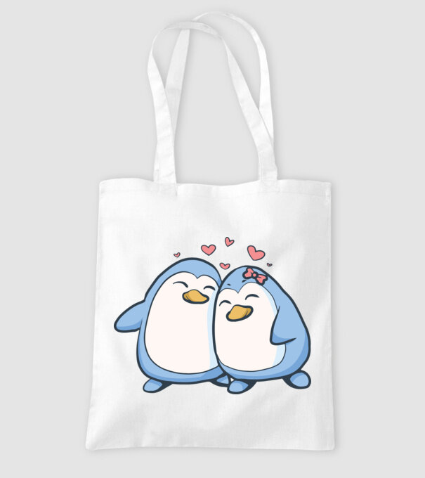 PINGUIN ÎNDRĂGOSTIT model alb pe tricou