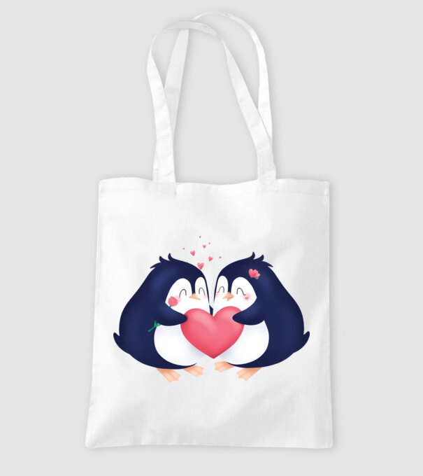 PINGUIN ÎNDRĂGOSTIT model alb pe tricou