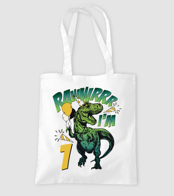 'Birthday Dinosaur rawww i''m 1' model alb pe tricou