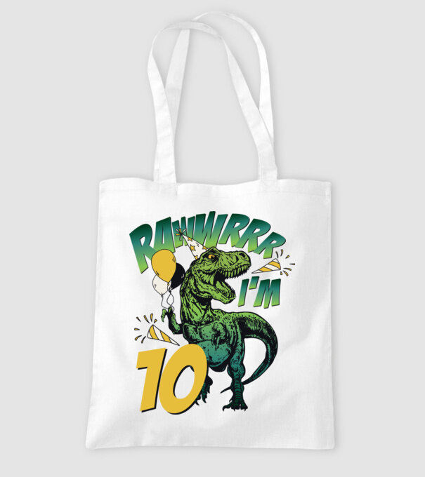 'Birthday Dinosaur rawww i''m 10' model alb pe tricou