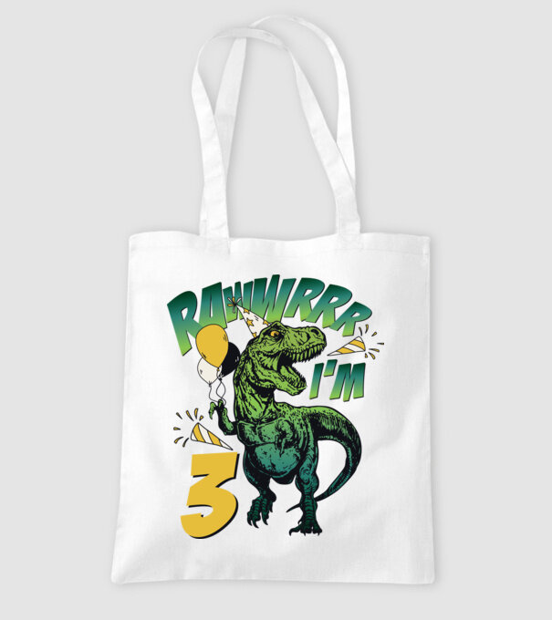 'Birthday Dinosaur rawww i''m 3' model alb pe tricou