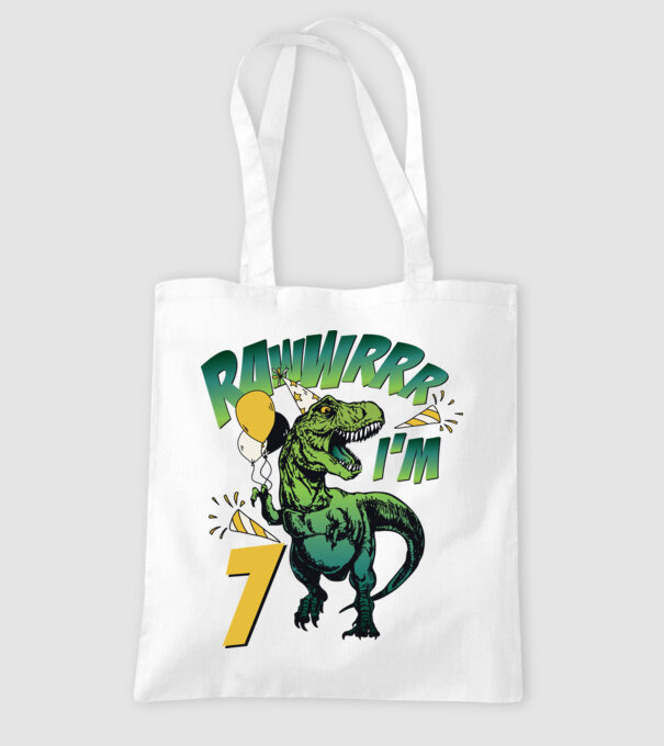 'Birthday Dinosaur rawww i''m 7' model alb pe tricou