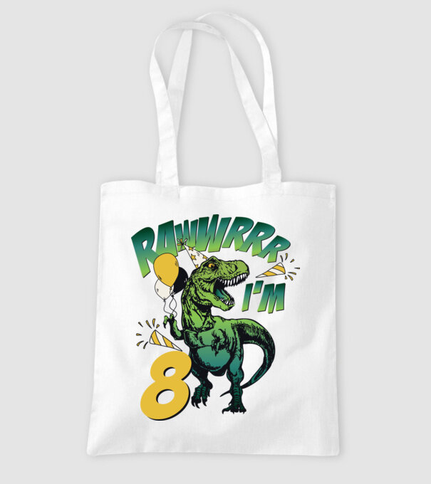 'Birthday Dinosaur rawww i''m 8' model alb pe tricou
