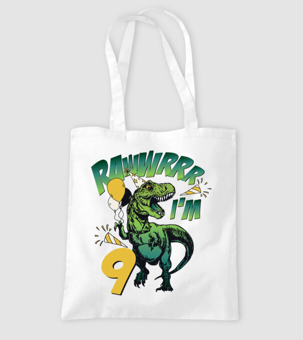 'Birthday Dinosaur rawww i''m 9' model alb pe tricou