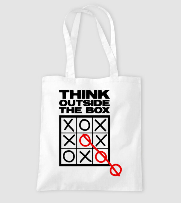 Think outside the box model alb pe tricou