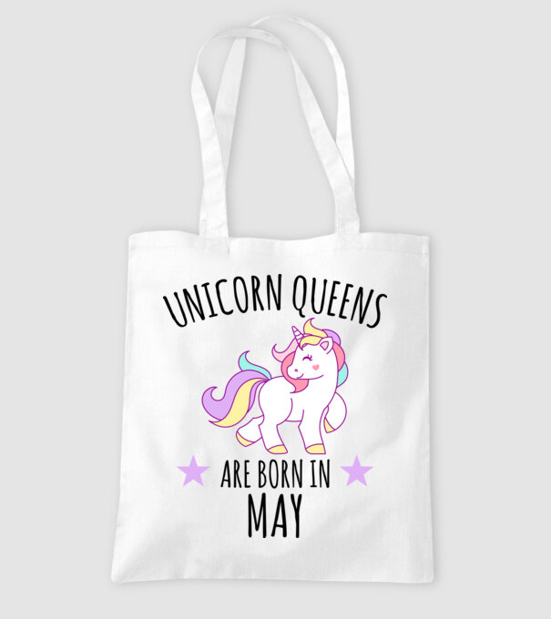 Unicorn queens are born in - May model alb pe tricou
